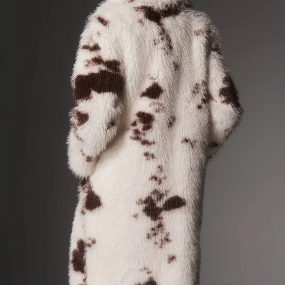 ‼️SOLD‼️NLVT White and Brown Faux Fur Coat - Picture 3 of 4